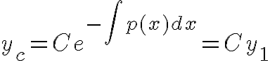 $y_c=Ce^{-\int p(x)dx}=Cy_1$